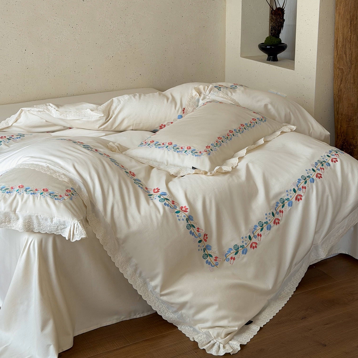 91家纺网 家纺一手货源 找家纺 （总）觅糖家纺 2026春夏新款刺绣棉麻贡缎系列四件套