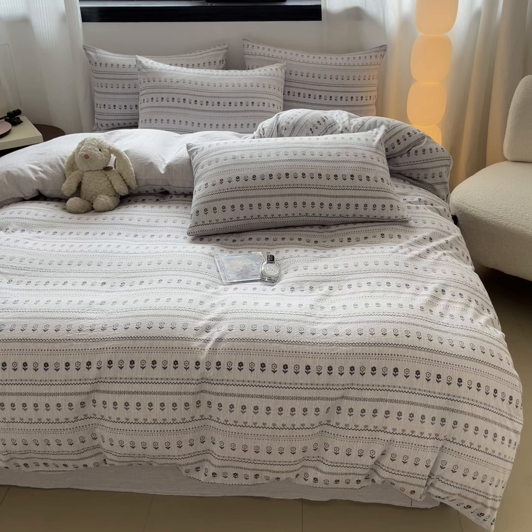 91家纺网 家纺一手货源 找家纺 （总）蓝极人 2026新款色织水洗麻印花四件套