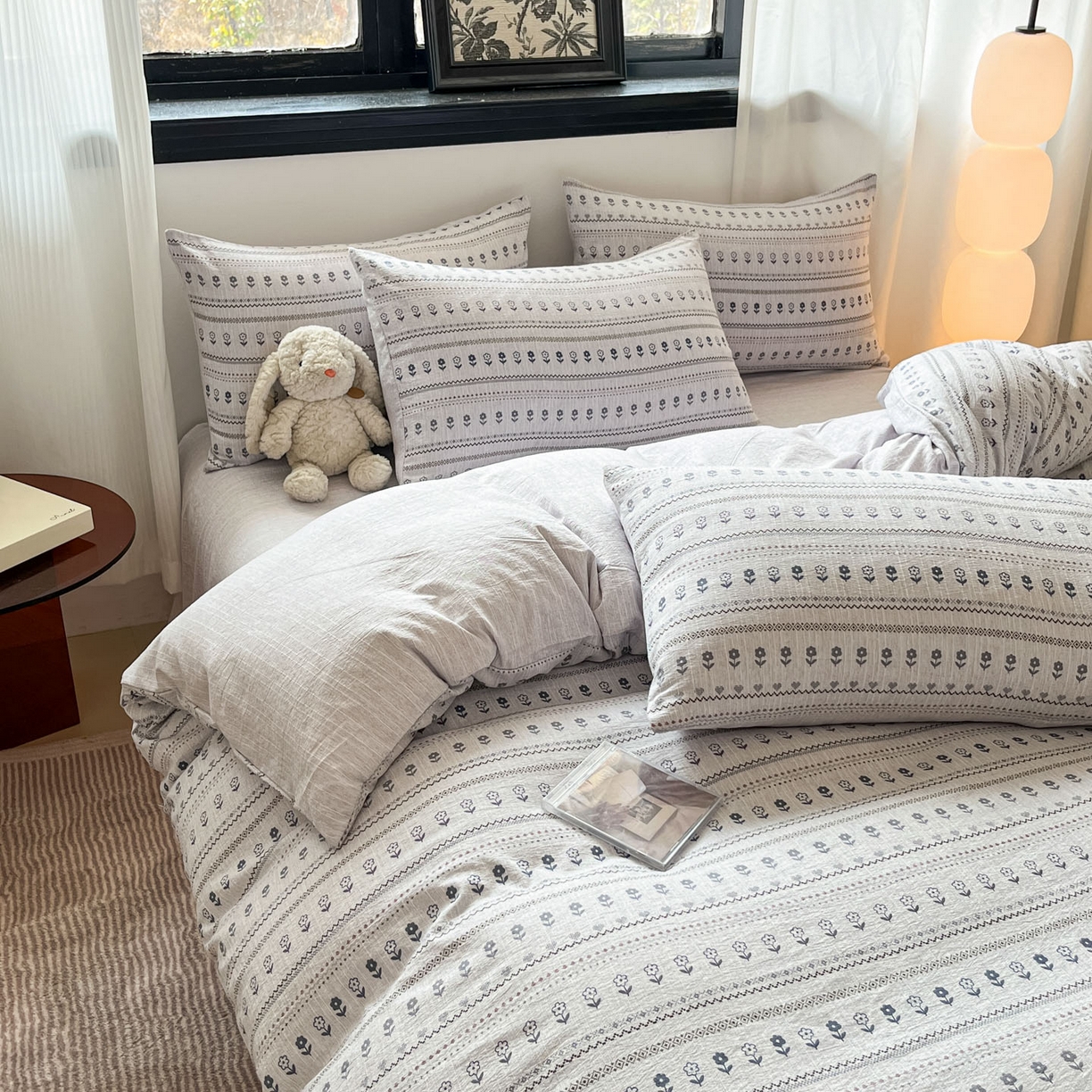 91家纺网 家纺一手货源 找家纺 （总）蓝极人 2026新款色织水洗麻印花四件套