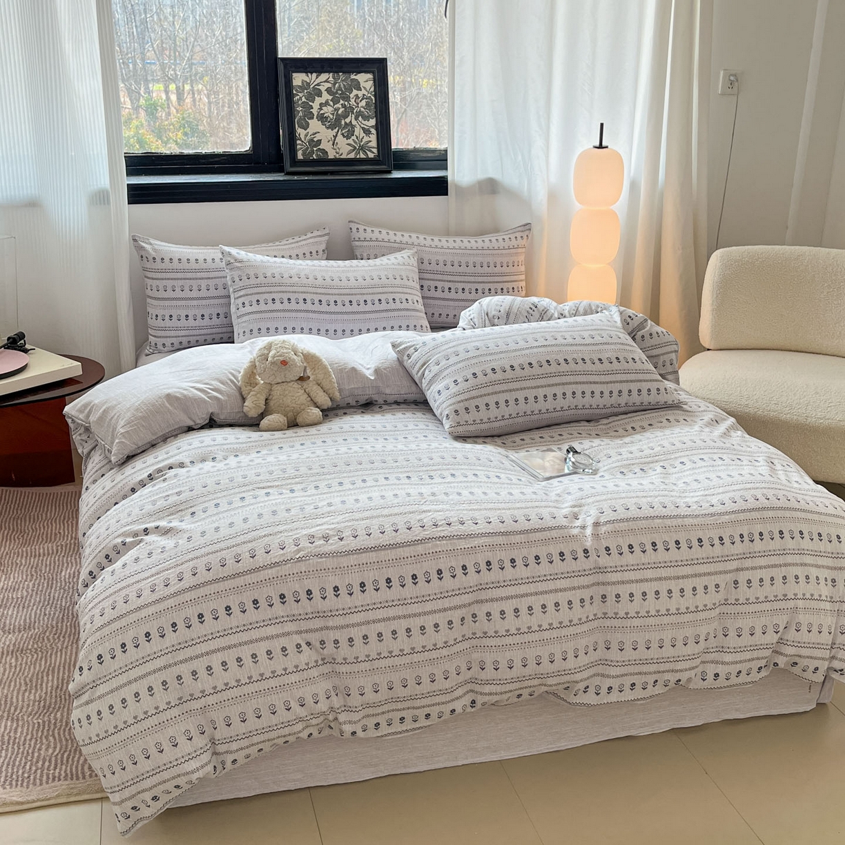 91家纺网 家纺一手货源 找家纺 （总）蓝极人 2026新款色织水洗麻印花四件套