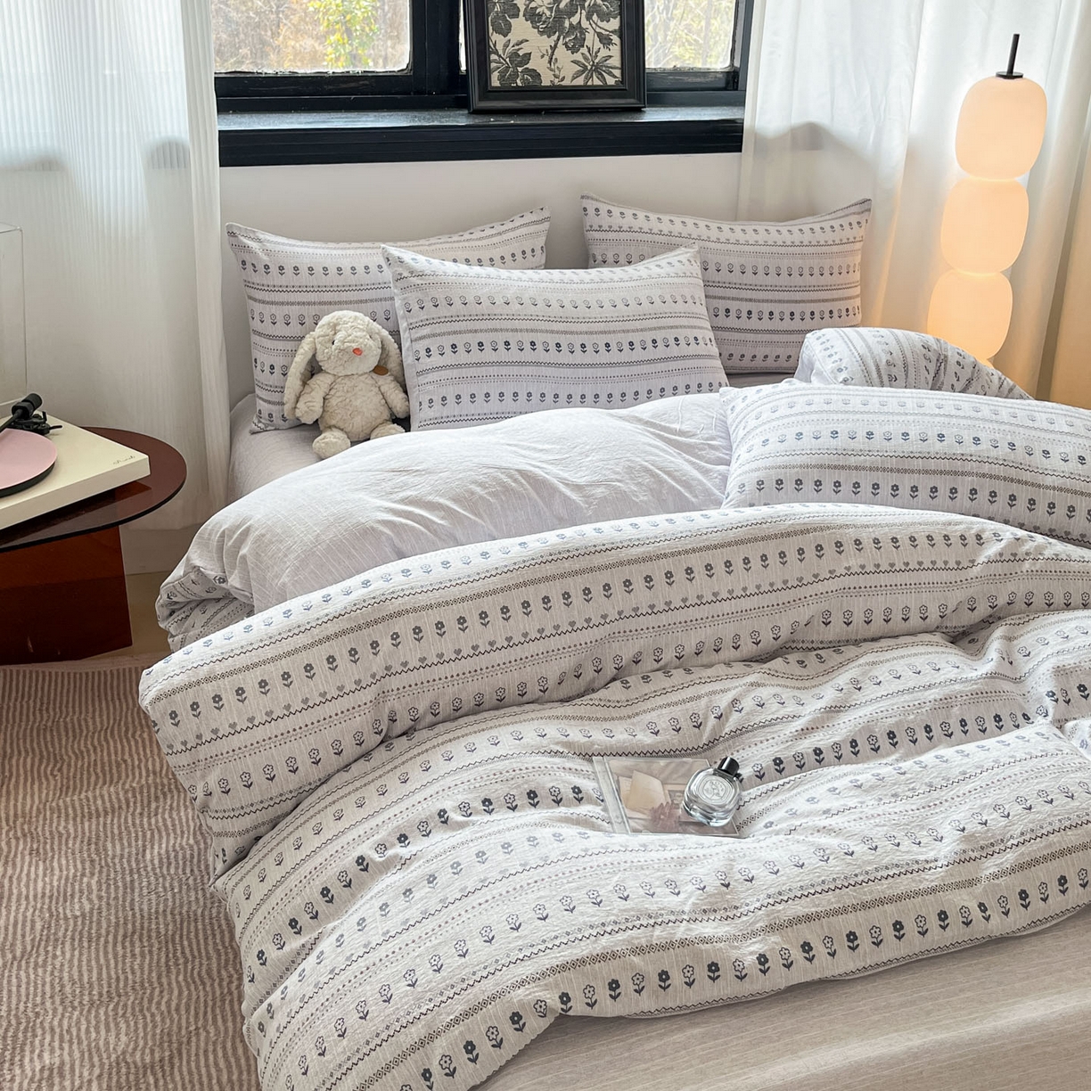 91家纺网 家纺一手货源 找家纺 （总）蓝极人 2026新款色织水洗麻印花四件套