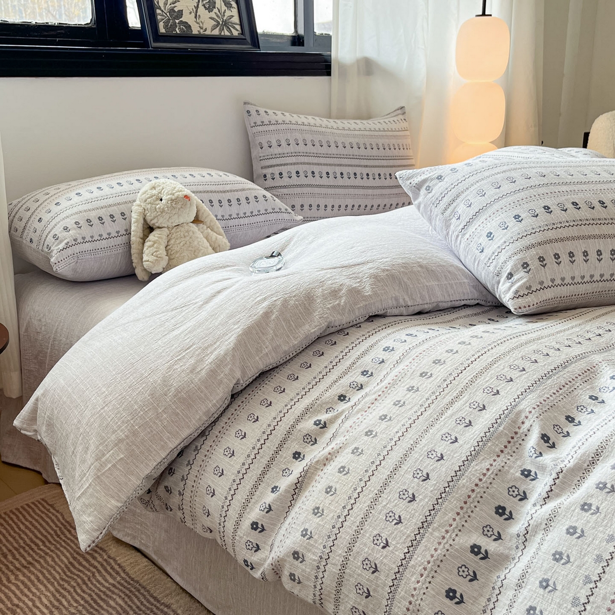 91家纺网 家纺一手货源 找家纺 （总）蓝极人 2026新款色织水洗麻印花四件套