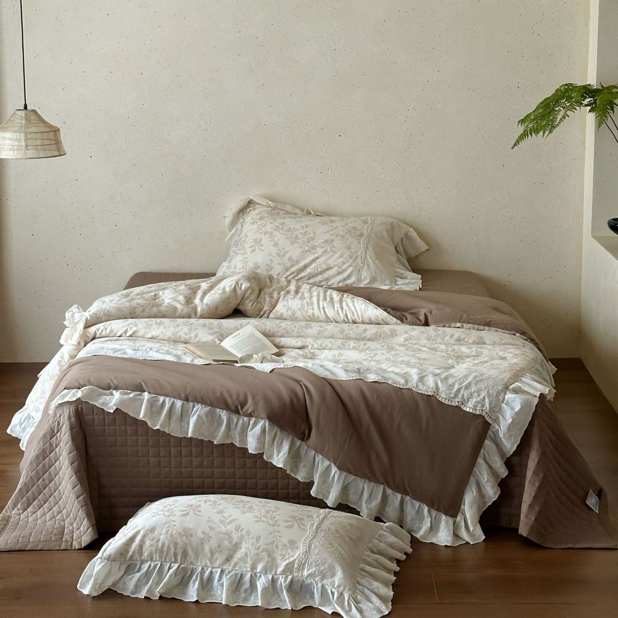 91家纺网 家纺一手货源 找家纺 觅糖家纺 2026新款全棉水洗棉色织提花四件套-樱桃甜梦（会员-5） 樱桃甜梦绿