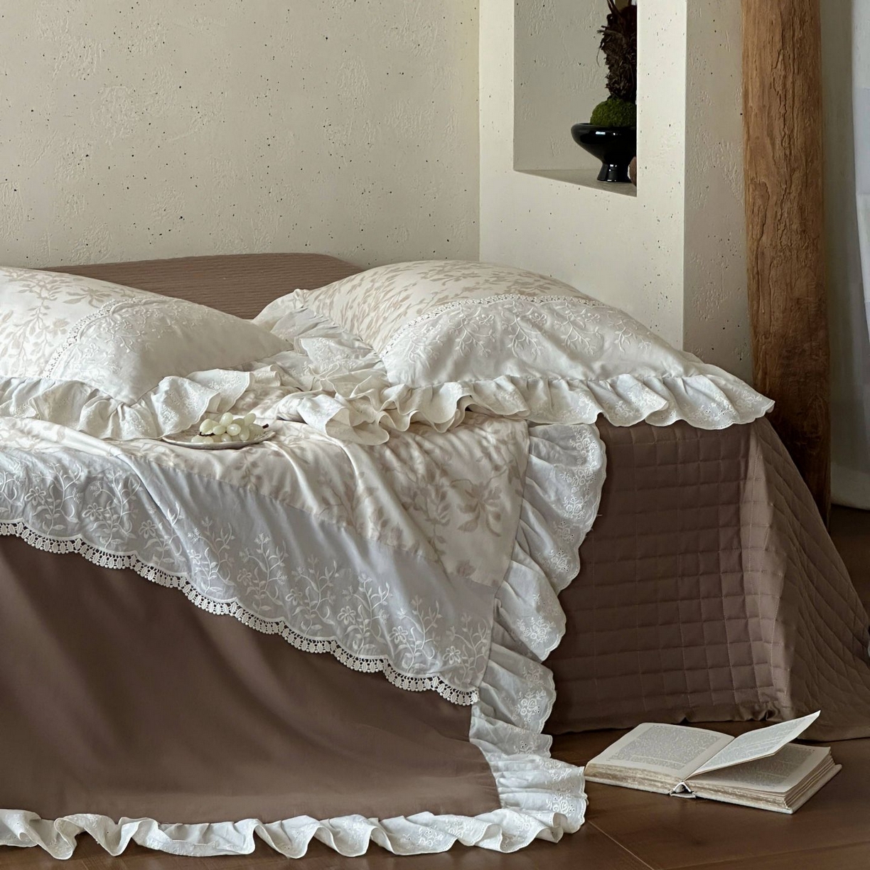 91家纺网 家纺一手货源 找家纺 觅糖家纺 2026新款亚麻夏被绗缝四件套 法式眠梦