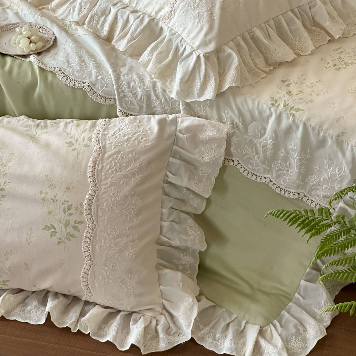 91家纺网 家纺一手货源 找家纺 觅糖家纺 2026新款亚麻夏被绗缝四件套 森屿晚风