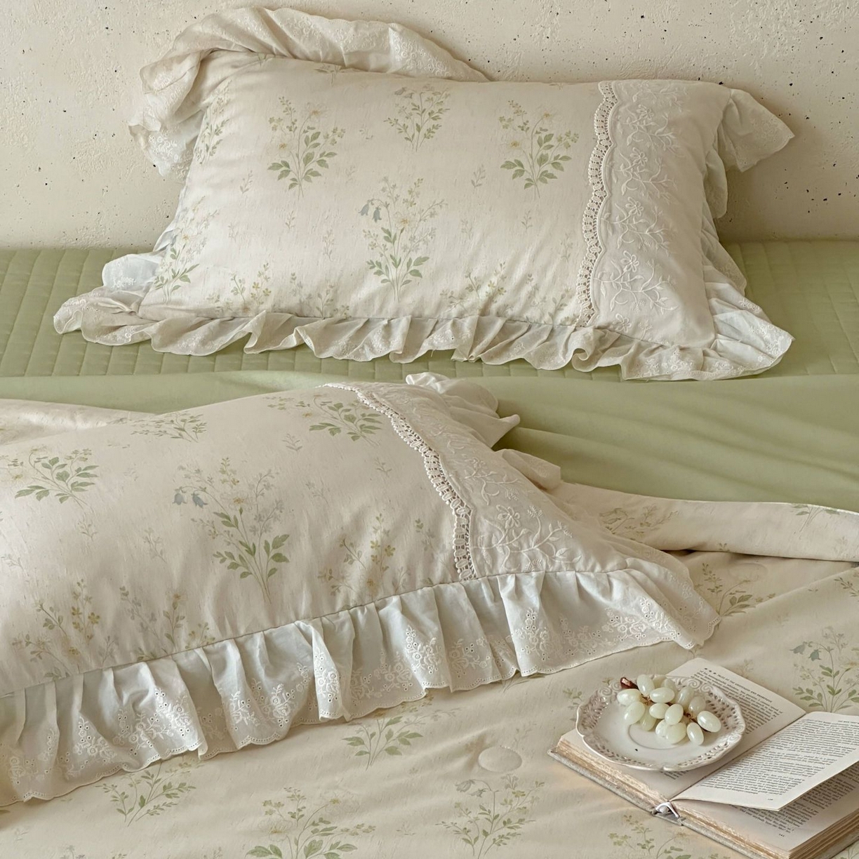 91家纺网 家纺一手货源 找家纺 觅糖家纺 2026新款亚麻夏被绗缝四件套 森屿晚风