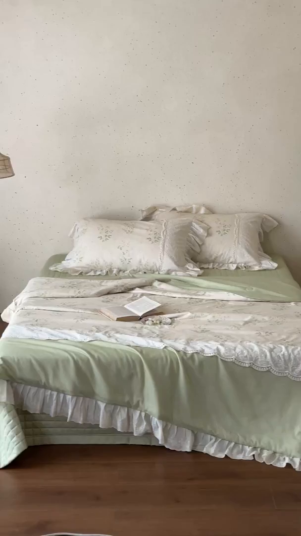 91家纺网 家纺一手货源 找家纺 觅糖家纺 2026新款亚麻夏被绗缝四件套 森屿晚风