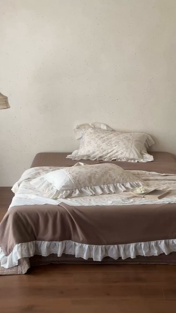 91家纺网 家纺一手货源 找家纺 觅糖家纺 2026新款亚麻夏被绗缝四件套 法式眠梦