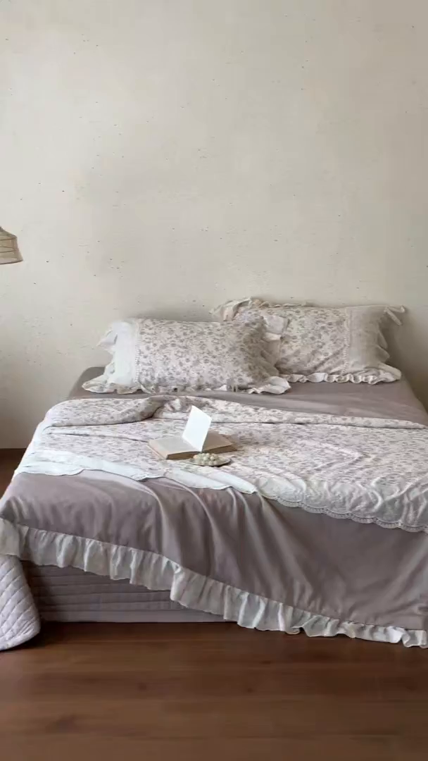 91家纺网 家纺一手货源 找家纺 觅糖家纺 2026新款亚麻夏被绗缝四件套 素影繁花