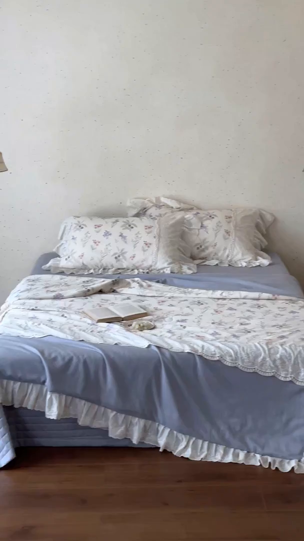 91家纺网 家纺一手货源 找家纺 觅糖家纺 2026新款亚麻夏被绗缝四件套 浅杏缀紫