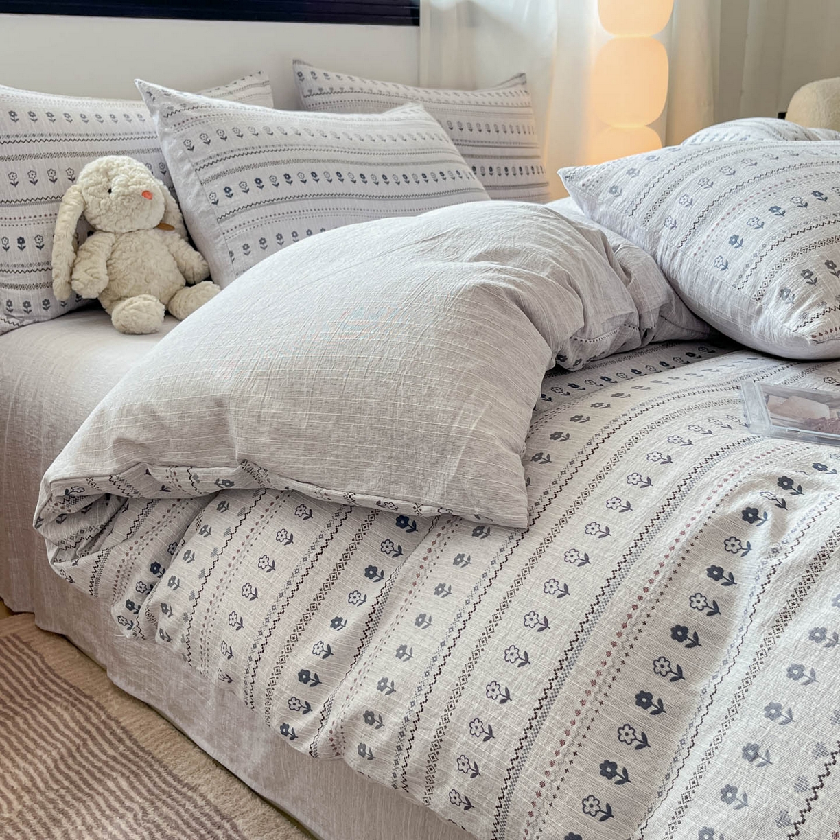 91家纺网 家纺一手货源 找家纺 （总）蓝极人 2026新款色织水洗麻印花四件套