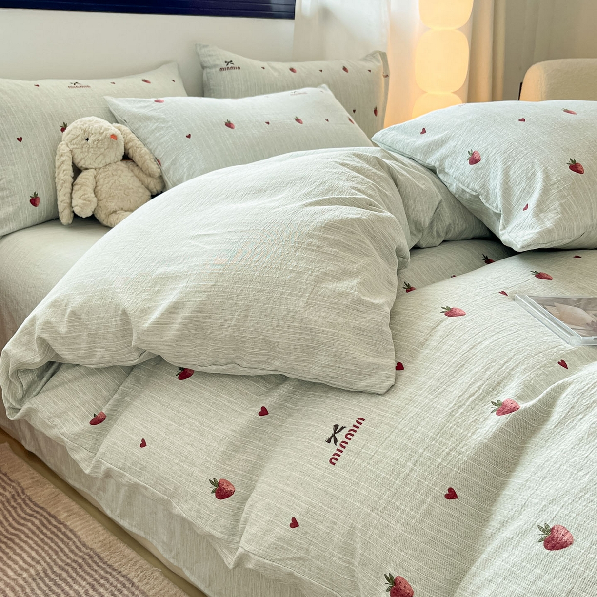 91家纺网 家纺一手货源 找家纺 （总）蓝极人 2026新款色织水洗麻印花四件套