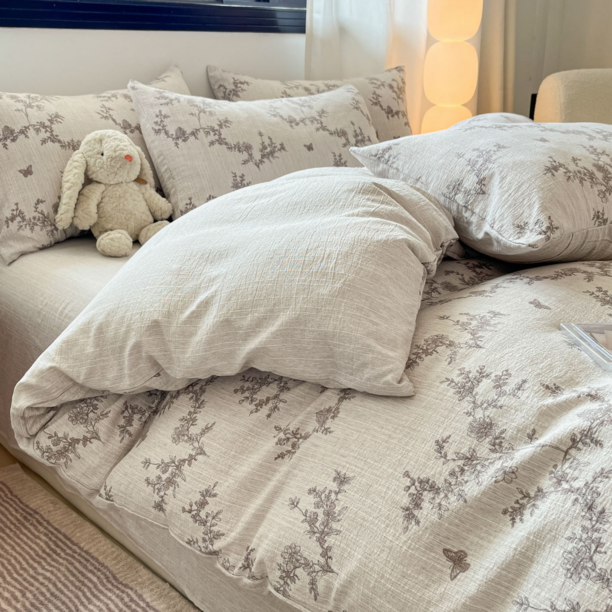 91家纺网 家纺一手货源 找家纺 （总）蓝极人 2026新款色织水洗麻印花四件套