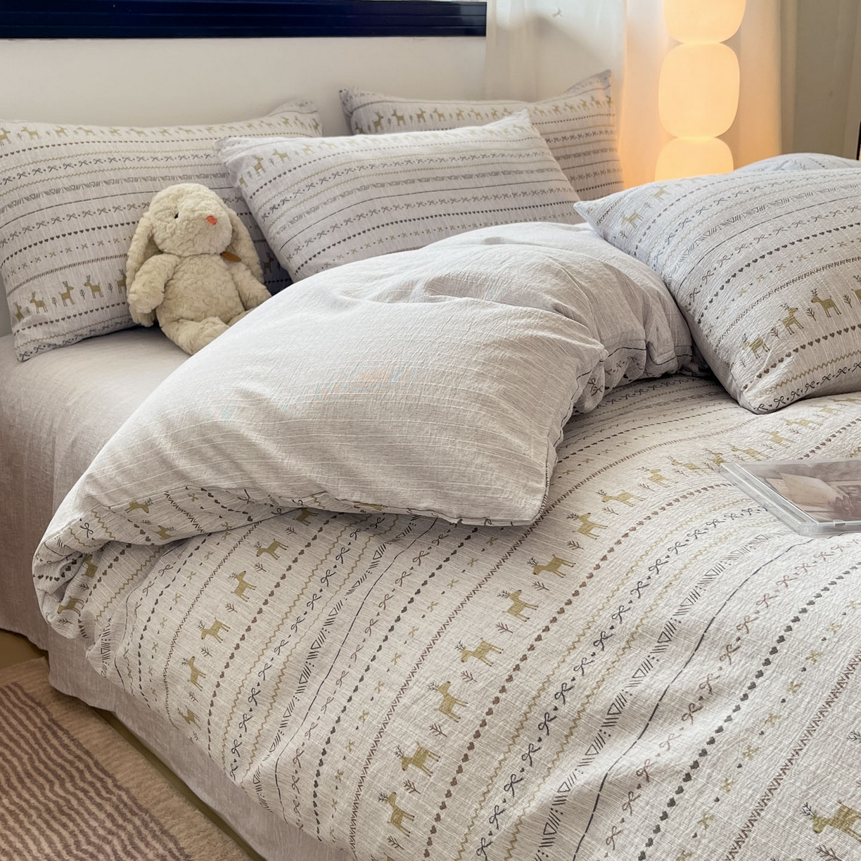 91家纺网 家纺一手货源 找家纺 （总）蓝极人 2026新款色织水洗麻印花四件套