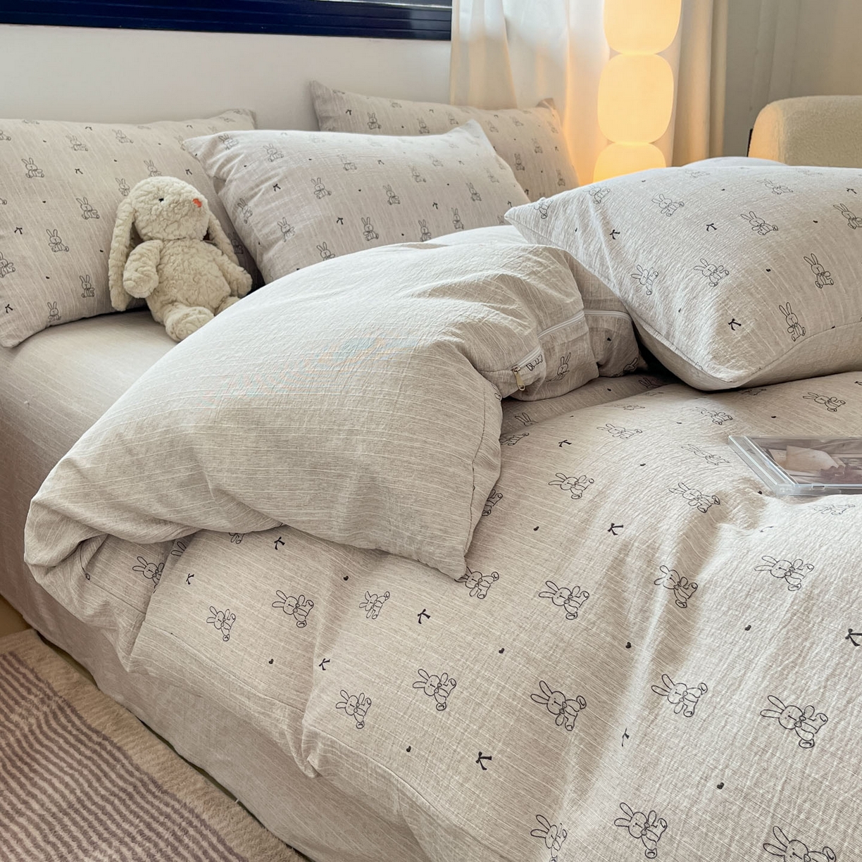 91家纺网 家纺一手货源 找家纺 （总）蓝极人 2026新款色织水洗麻印花四件套