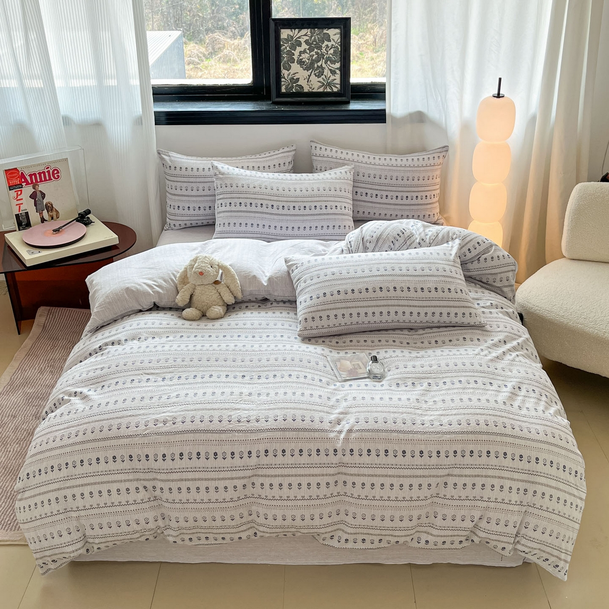 91家纺网 家纺一手货源 找家纺 蓝极人 2026新款色织水洗麻印花四件套 苏格兰