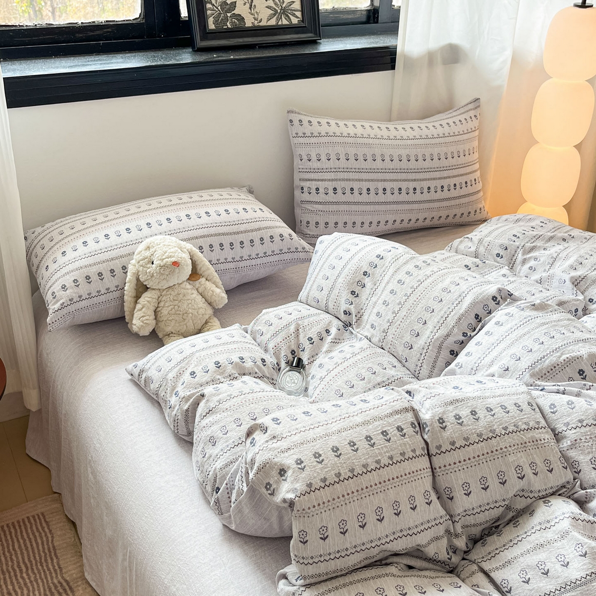 91家纺网 家纺一手货源 找家纺 蓝极人 2026新款色织水洗麻印花四件套 苏格兰