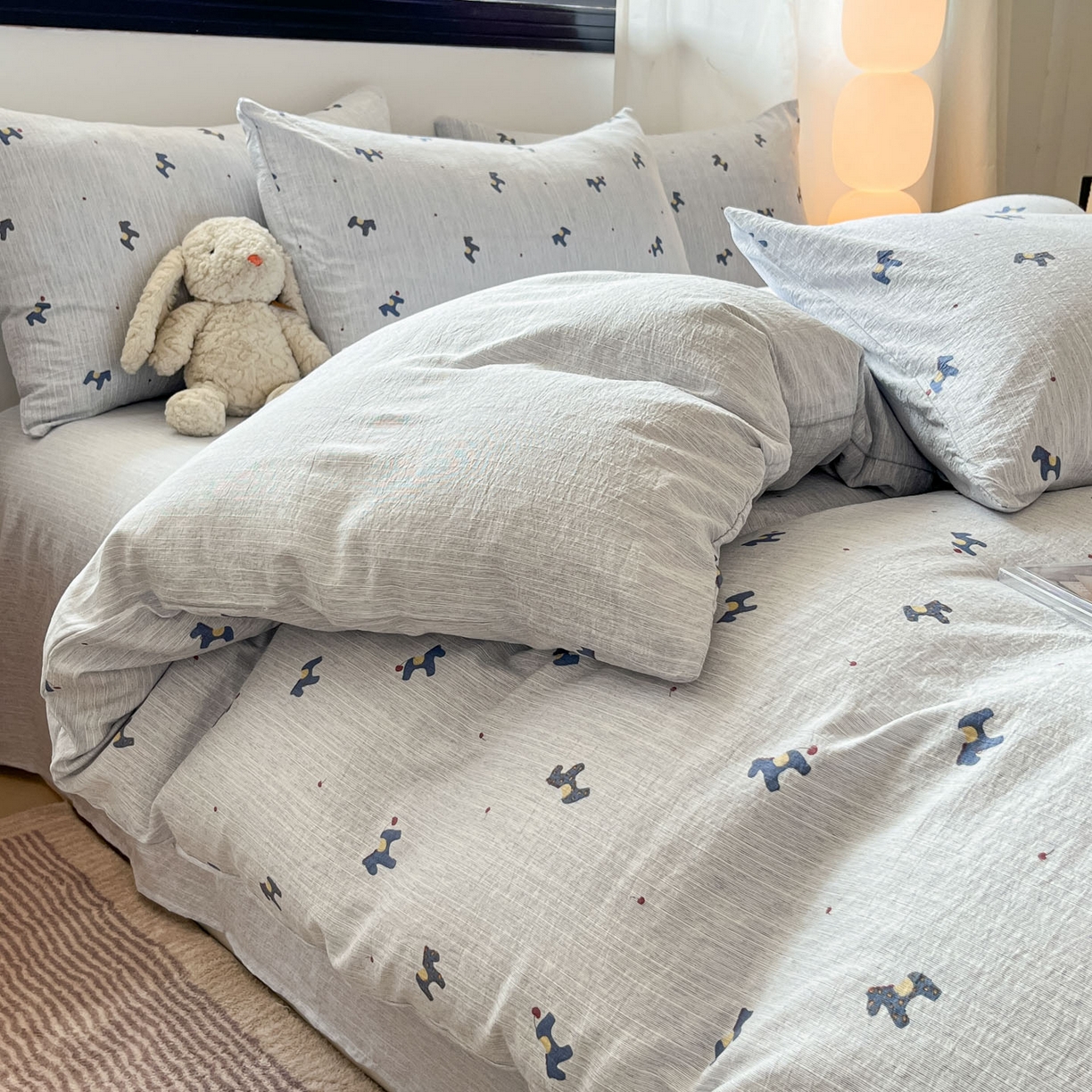 蓝极人 2026新款色织水洗麻印花四件套 宝丽兰