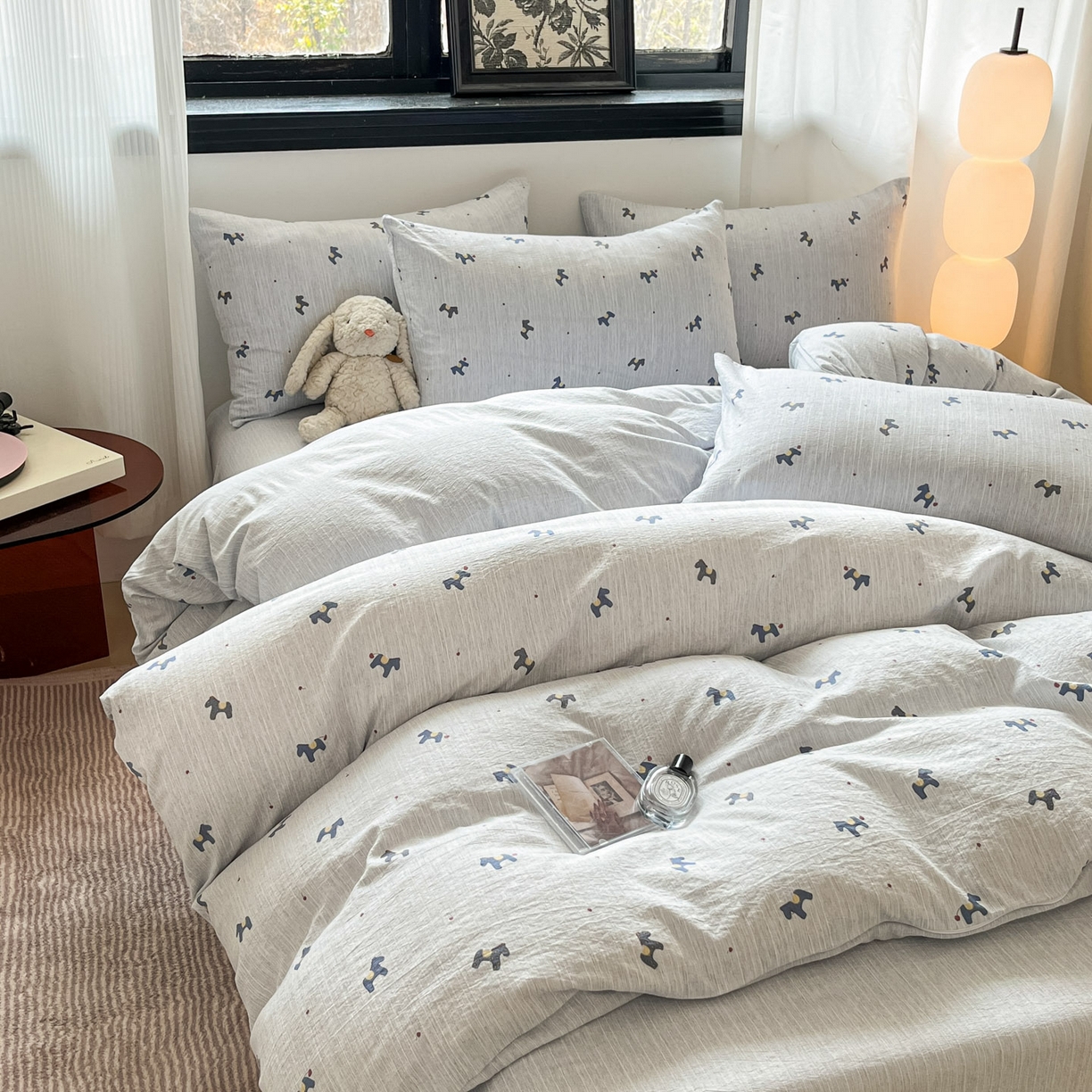 91家纺网 家纺一手货源 找家纺 蓝极人 2026新款色织水洗麻印花四件套 宝丽兰