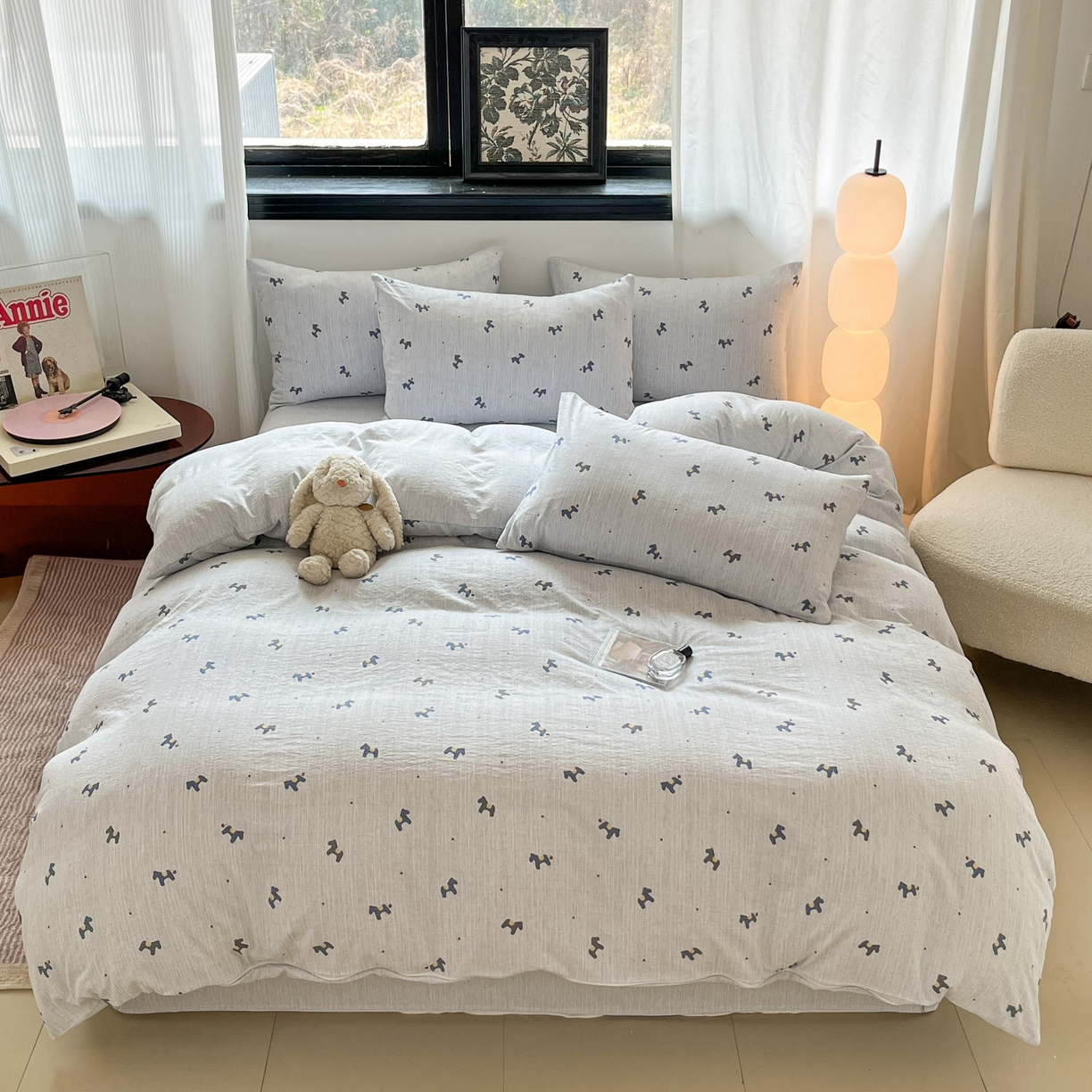 91家纺网 家纺一手货源 找家纺 蓝极人 2026新款色织水洗麻印花四件套 宝丽兰