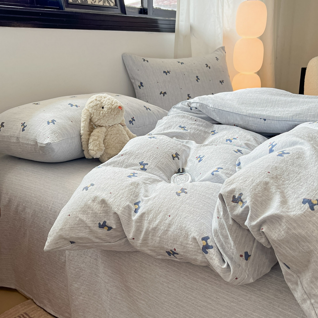 91家纺网 家纺一手货源 找家纺 蓝极人 2026新款色织水洗麻印花四件套 宝丽兰