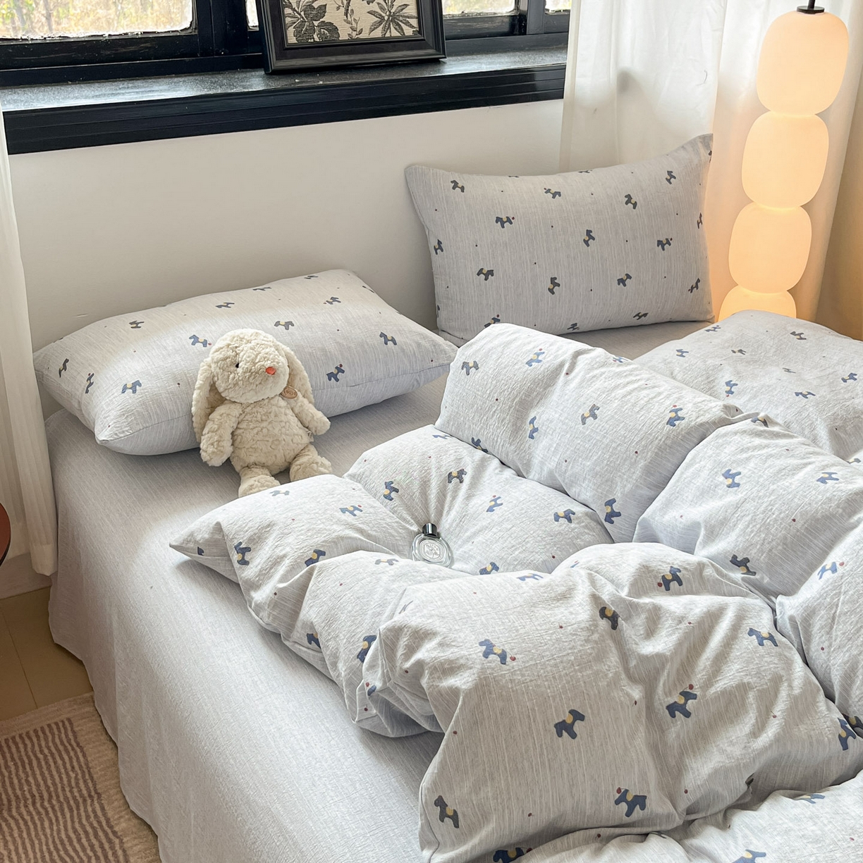 91家纺网 家纺一手货源 找家纺 蓝极人 2026新款色织水洗麻印花四件套 宝丽兰