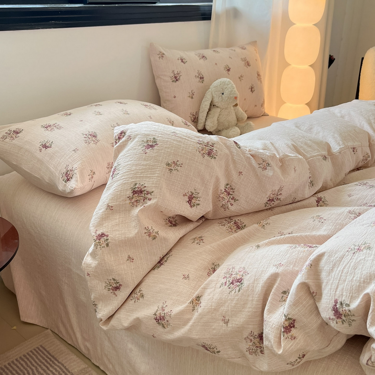 91家纺网 家纺一手货源 找家纺 蓝极人 2026新款色织水洗麻印花四件套 春天黄