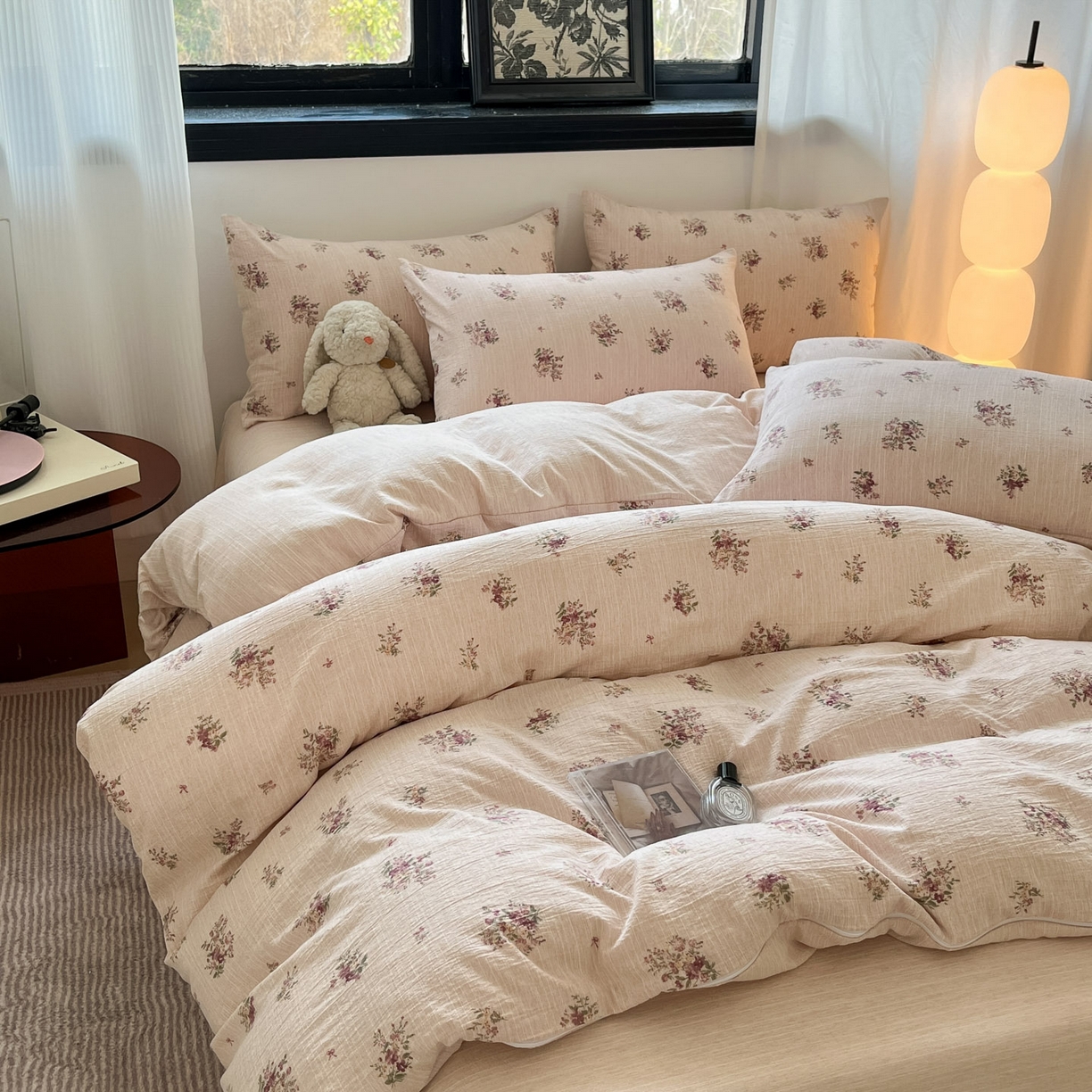 91家纺网 家纺一手货源 找家纺 蓝极人 2026新款色织水洗麻印花四件套 春天黄