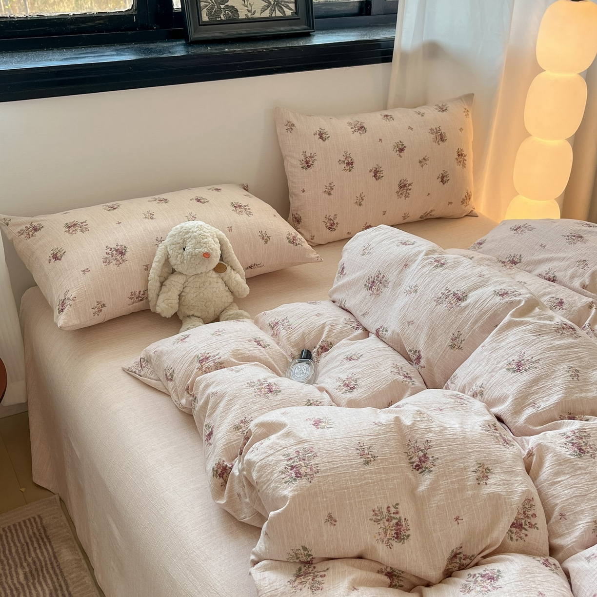 91家纺网 家纺一手货源 找家纺 蓝极人 2026新款色织水洗麻印花四件套 春天黄