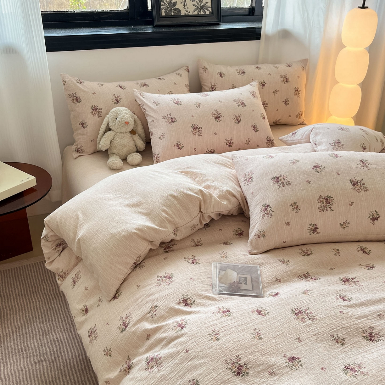 91家纺网 家纺一手货源 找家纺 蓝极人 2026新款色织水洗麻印花四件套 春天黄