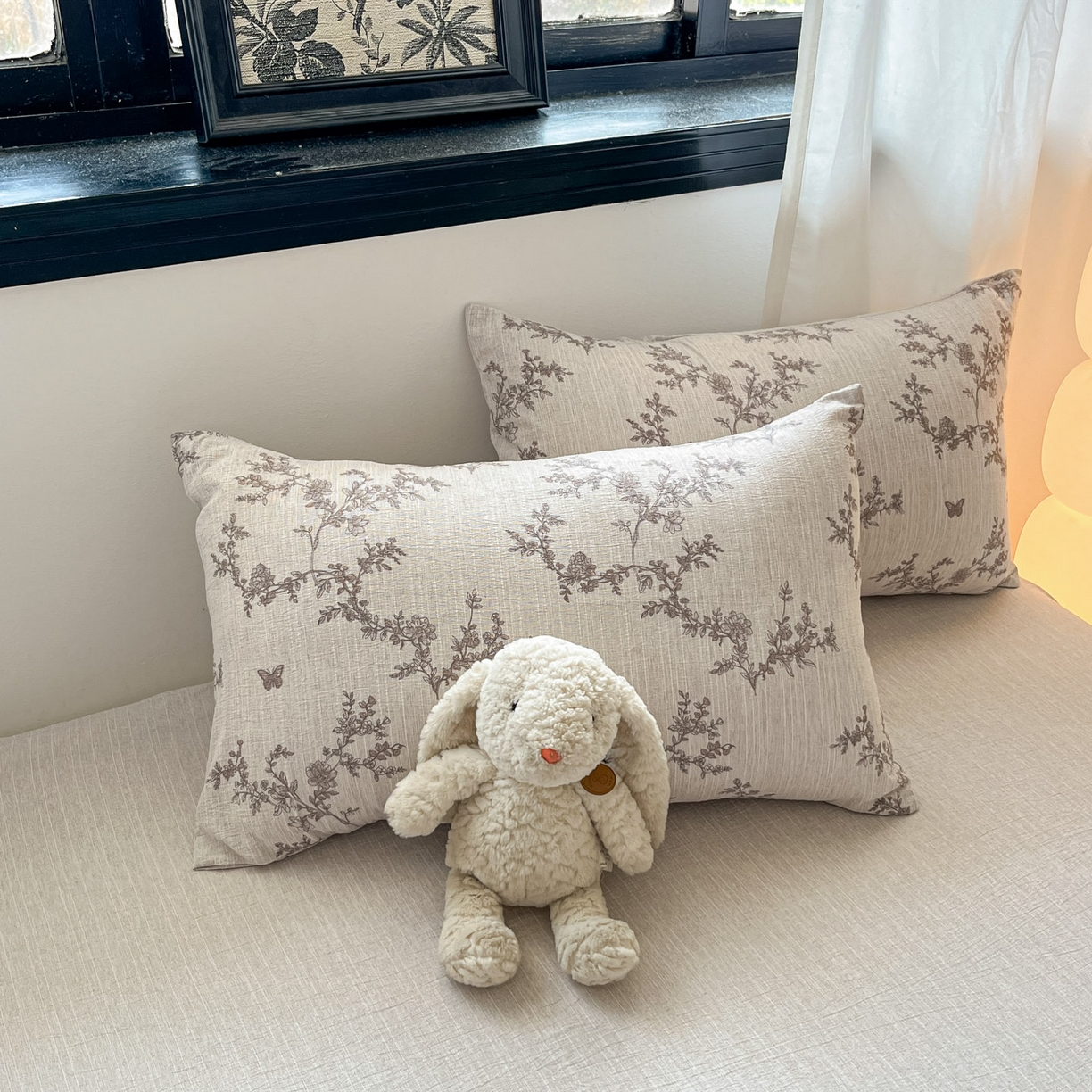 91家纺网 家纺一手货源 找家纺 蓝极人 2026新款色织水洗麻印花四件套 蝶恋花