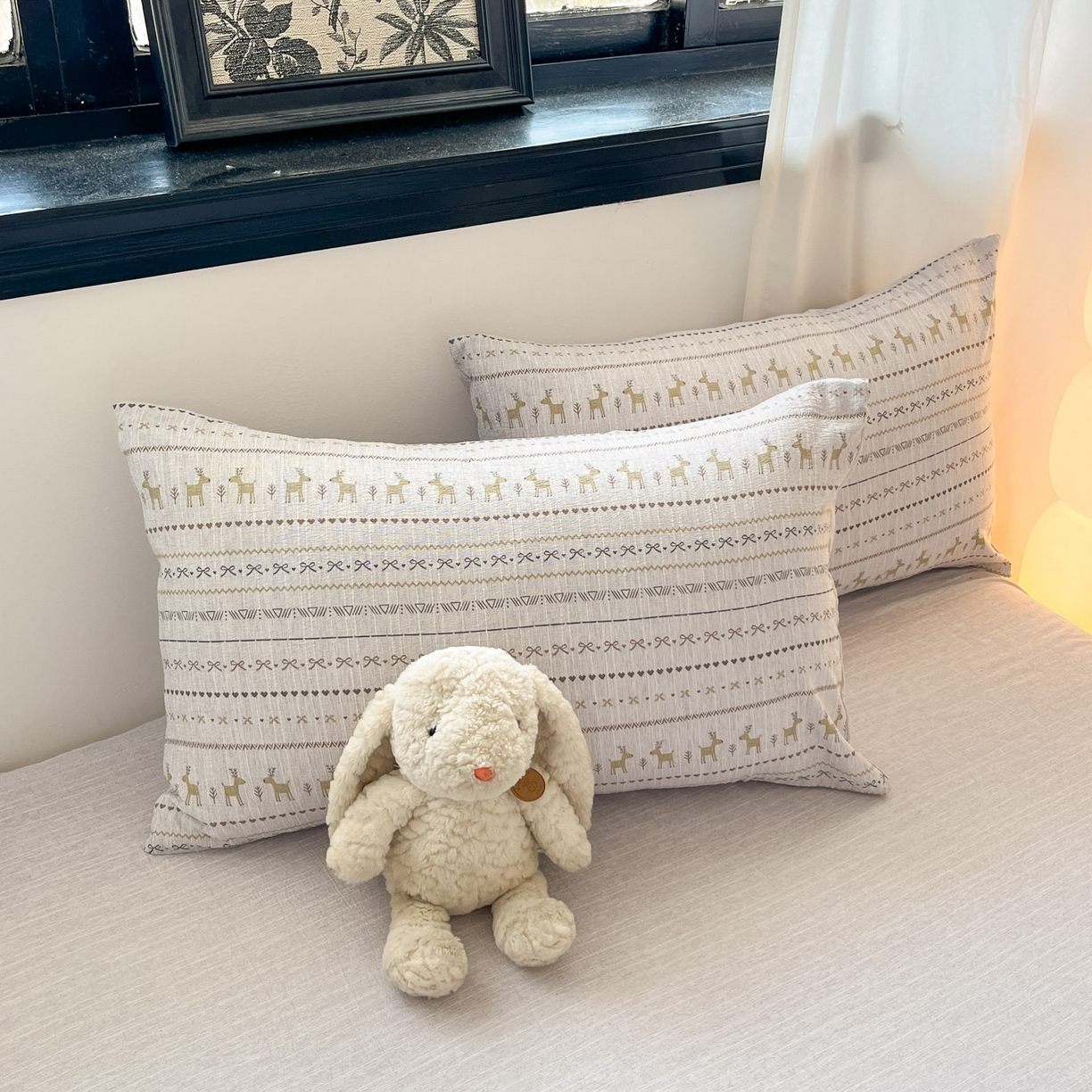 91家纺网 家纺一手货源 找家纺 蓝极人 2026新款色织水洗麻印花四件套 费尔岛灰