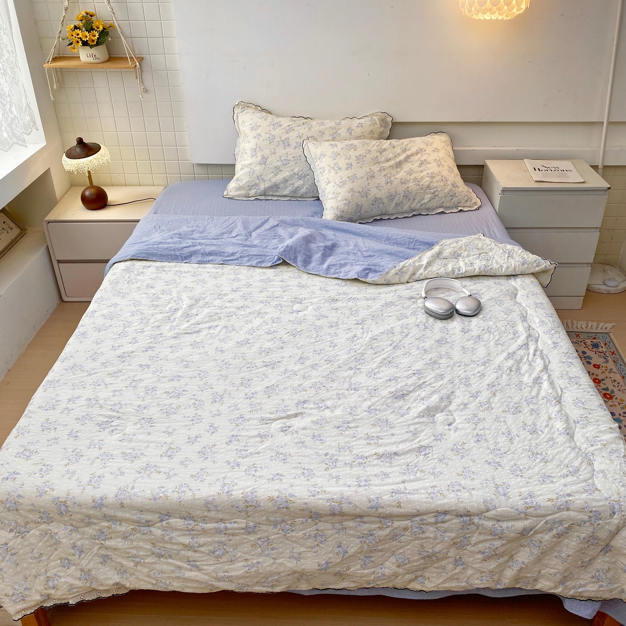 91家纺网 家纺一手货源 找家纺 恋尚羽家纺 2026新款韩版夏凉被空调被夏凉被四件套 兰花草