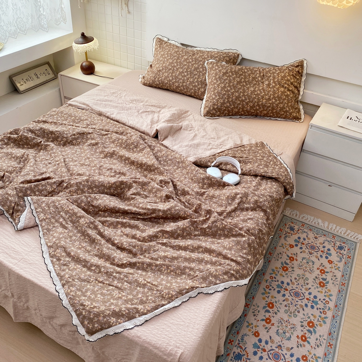 91家纺网 家纺一手货源 找家纺 恋尚羽家纺 2026新款韩版夏凉被空调被夏凉被四件套 暖阳