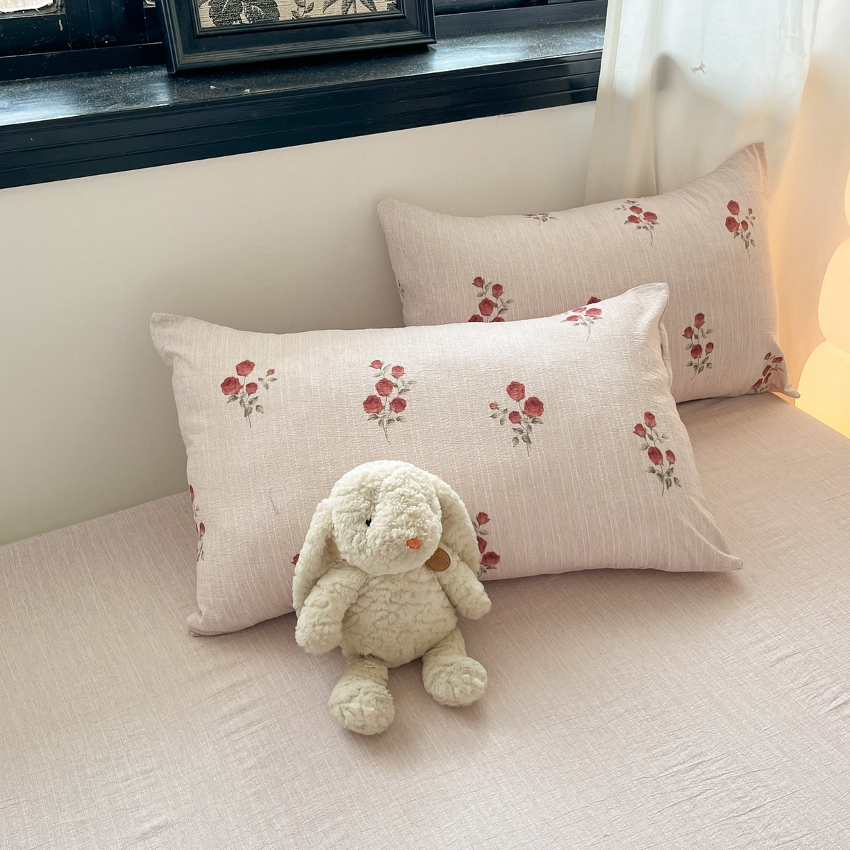 91家纺网 家纺一手货源 找家纺 蓝极人 2026新款色织水洗麻印花四件套 可可粉