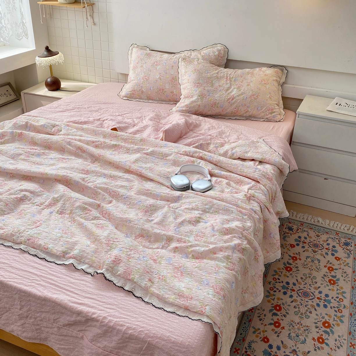 91家纺网 家纺一手货源 找家纺 恋尚羽家纺 2026新款韩版夏凉被空调被夏凉被四件套 浅夏