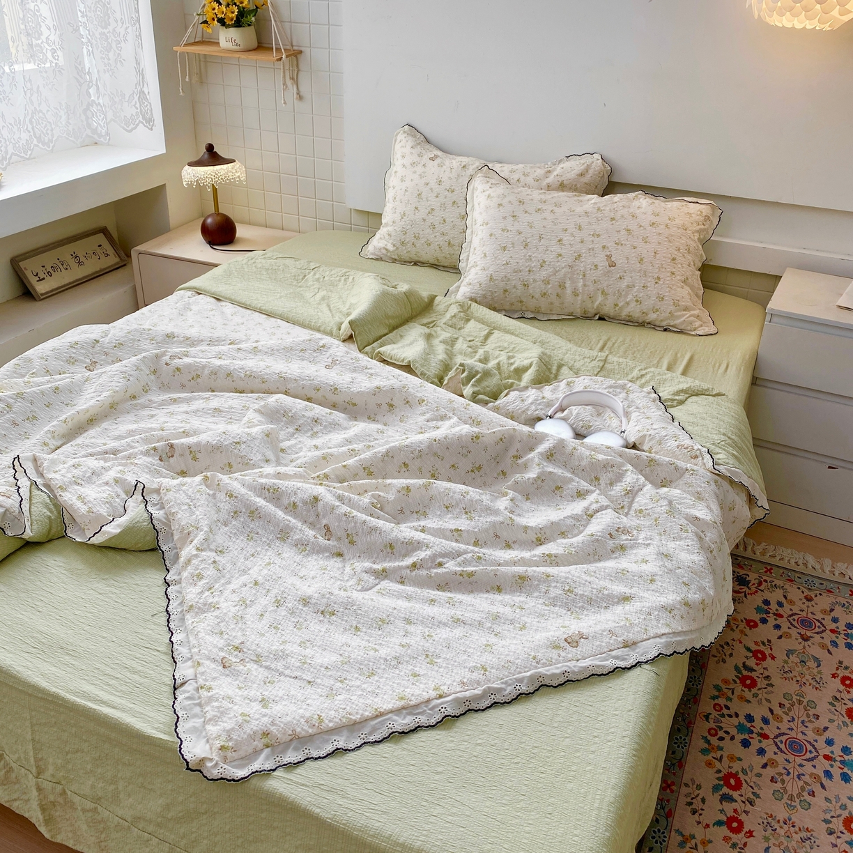 91家纺网 家纺一手货源 找家纺 恋尚羽家纺 2026新款韩版夏凉被空调被夏凉被四件套 叶初