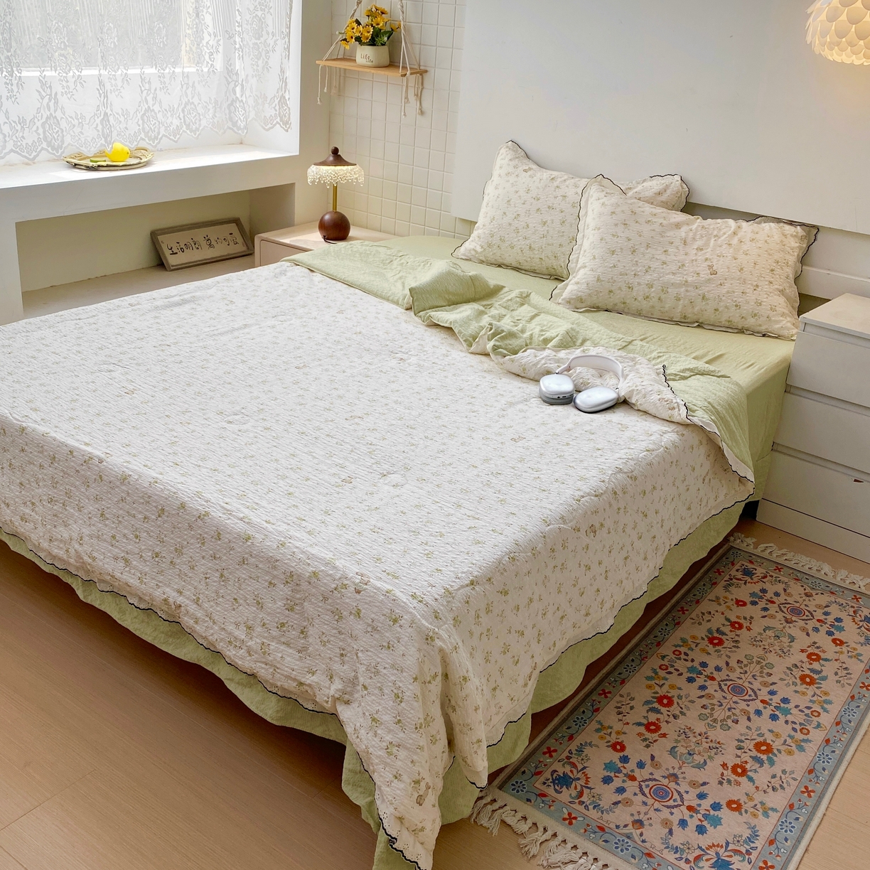 91家纺网 家纺一手货源 找家纺 恋尚羽家纺 2026新款韩版夏凉被空调被夏凉被四件套 叶初