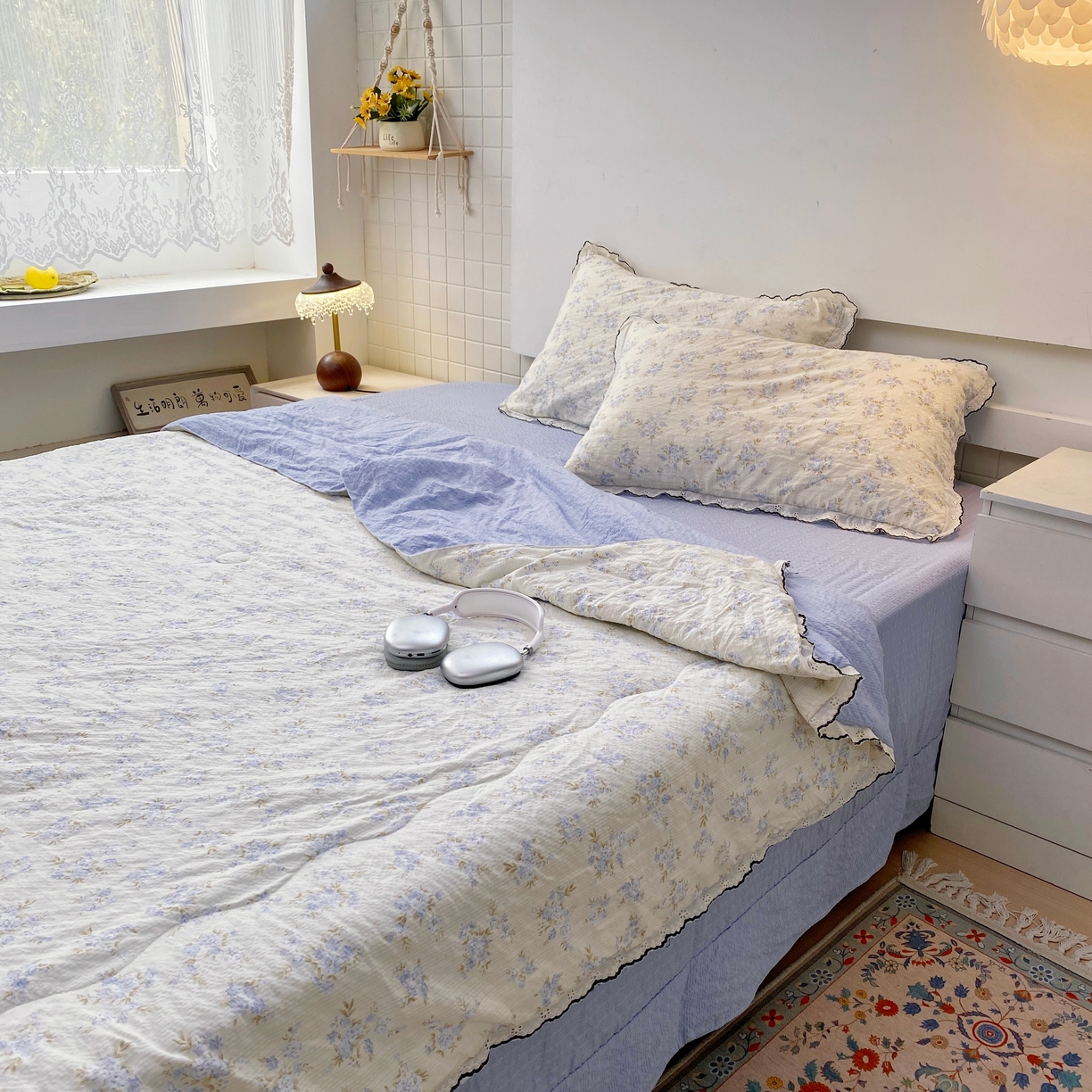 91家纺网 家纺一手货源 找家纺 恋尚羽家纺 2026新款韩版夏凉被空调被夏凉被四件套 兰花草