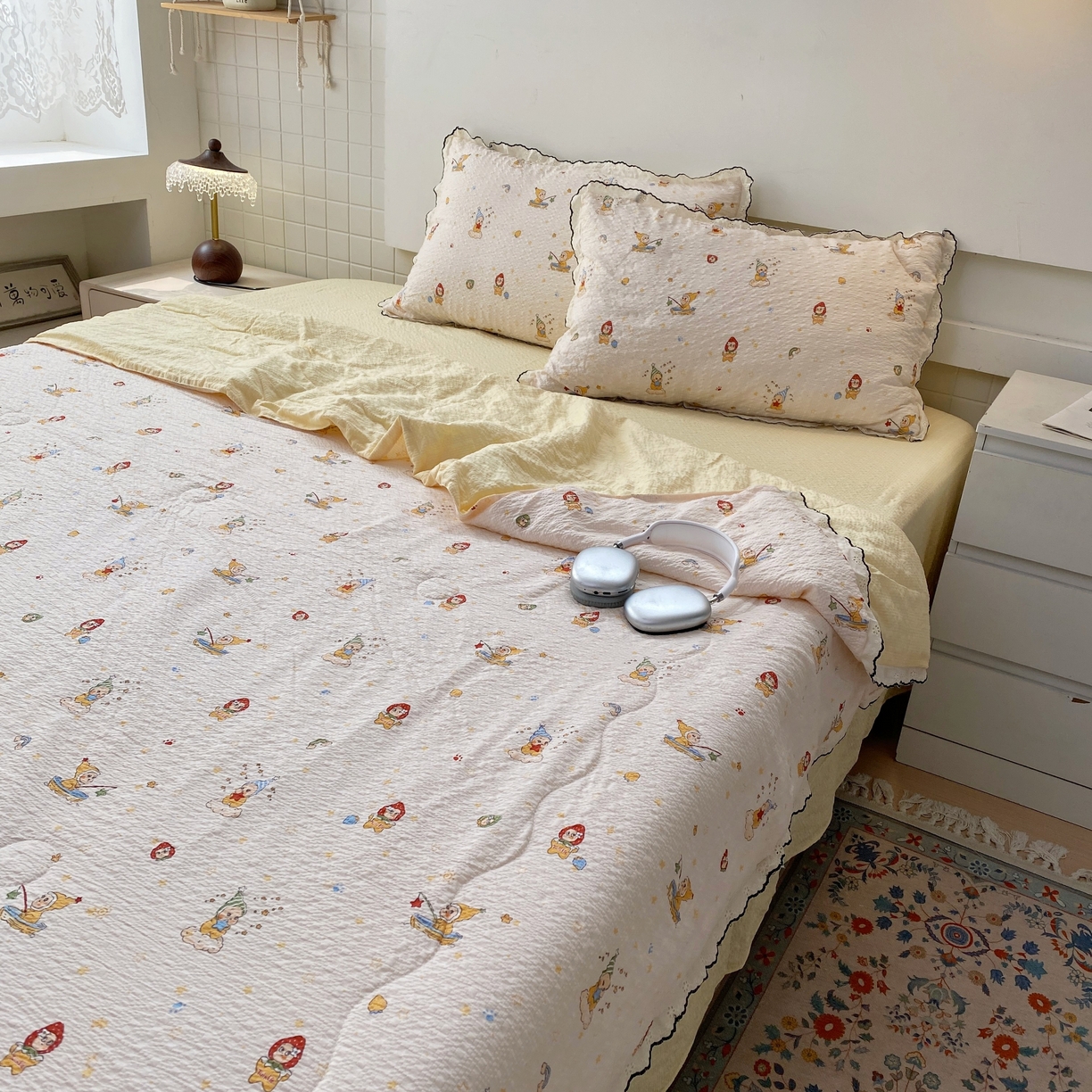 91家纺网 家纺一手货源 找家纺 恋尚羽家纺 2026新款韩版夏凉被空调被夏凉被四件套 星星人