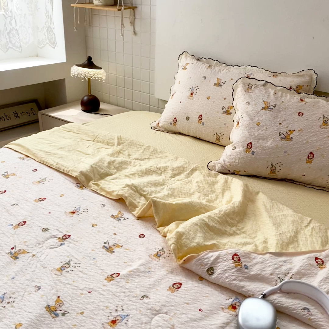 91家纺网 家纺一手货源 找家纺 恋尚羽家纺 2026新款韩版夏凉被空调被夏凉被四件套 星星人