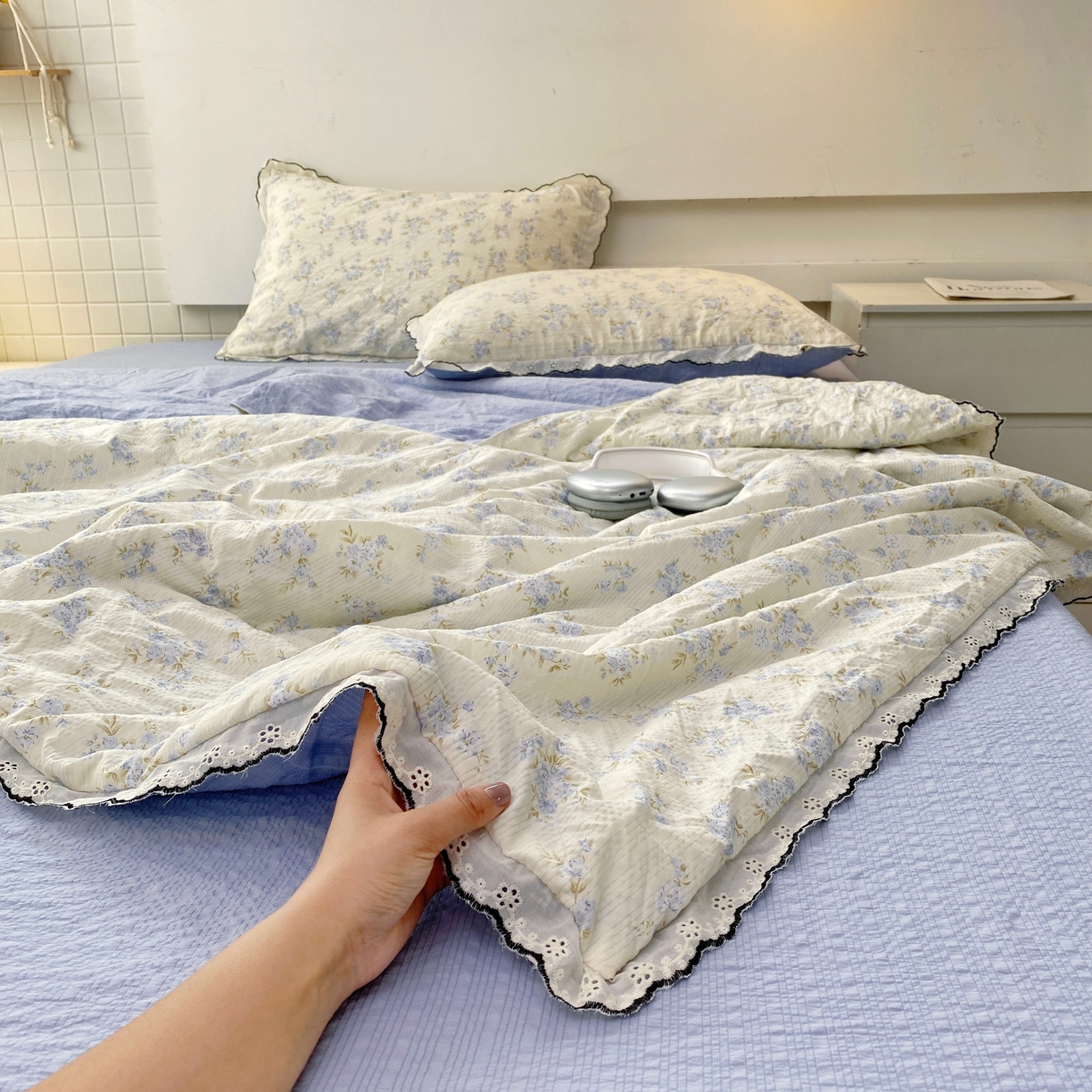 恋尚羽家纺 2026新款韩版夏凉被空调被夏凉被四件套 兰花草