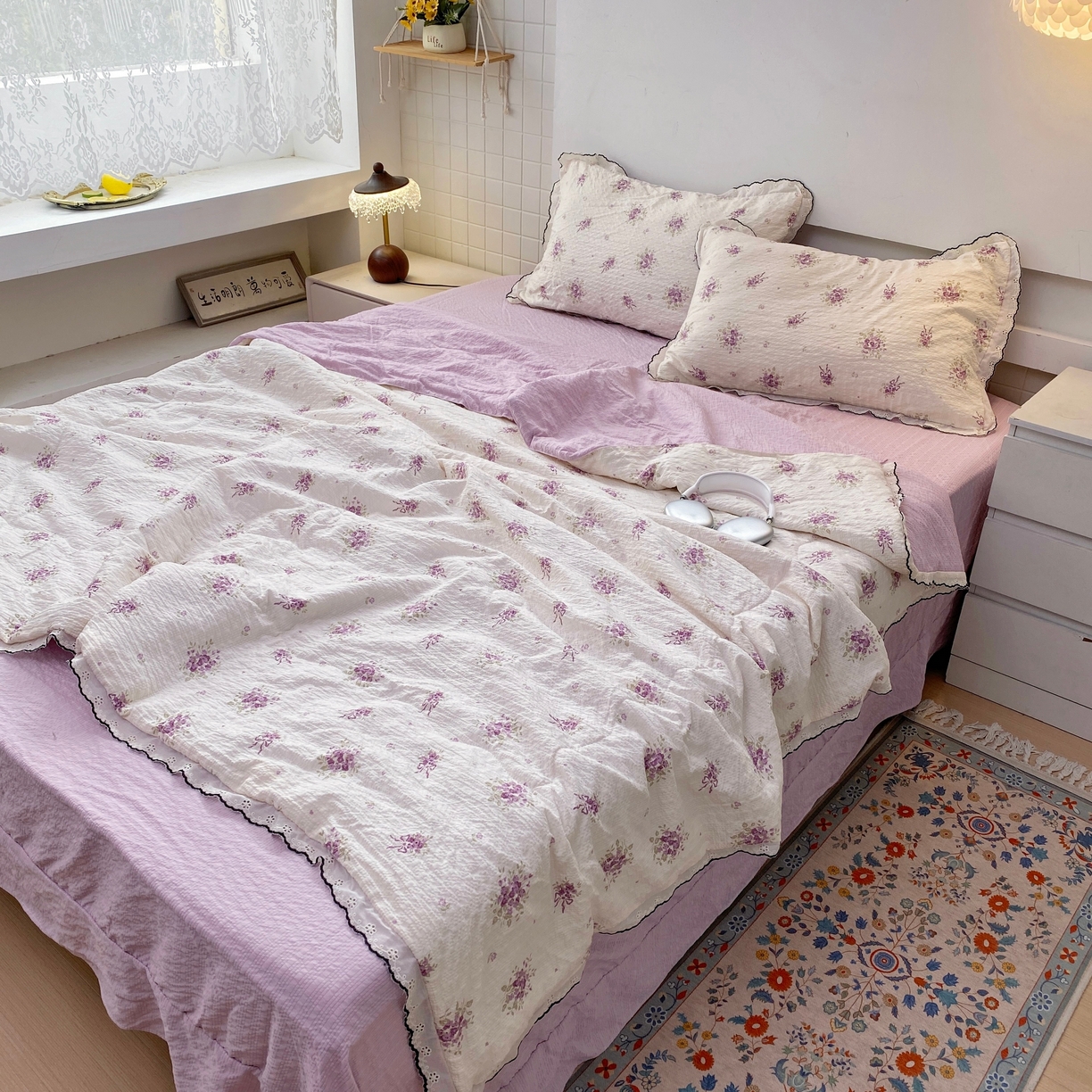 91家纺网 家纺一手货源 找家纺 恋尚羽家纺 2026新款韩版夏凉被空调被夏凉被四件套 手捧花