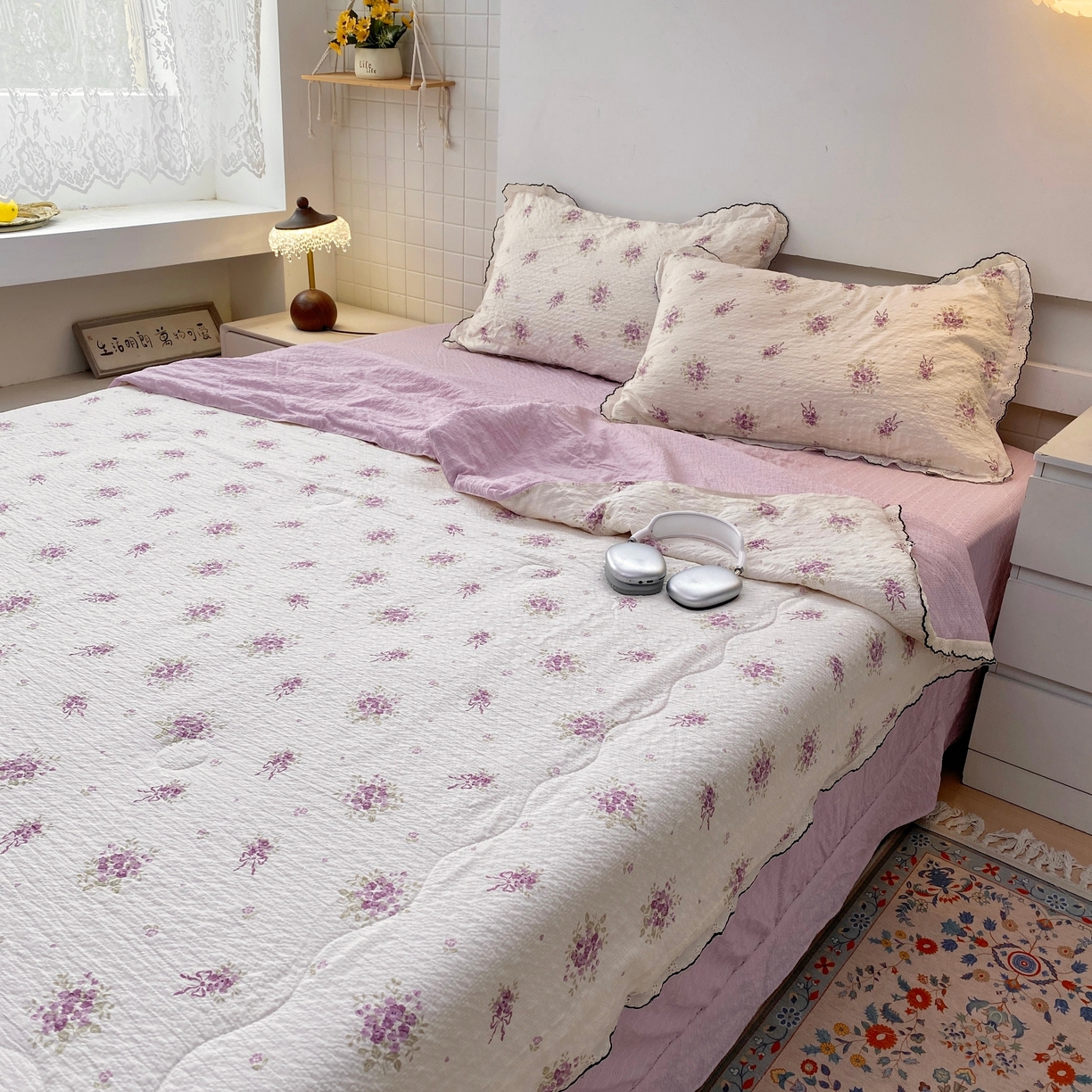 91家纺网 家纺一手货源 找家纺 恋尚羽家纺 2026新款韩版夏凉被空调被夏凉被四件套 手捧花