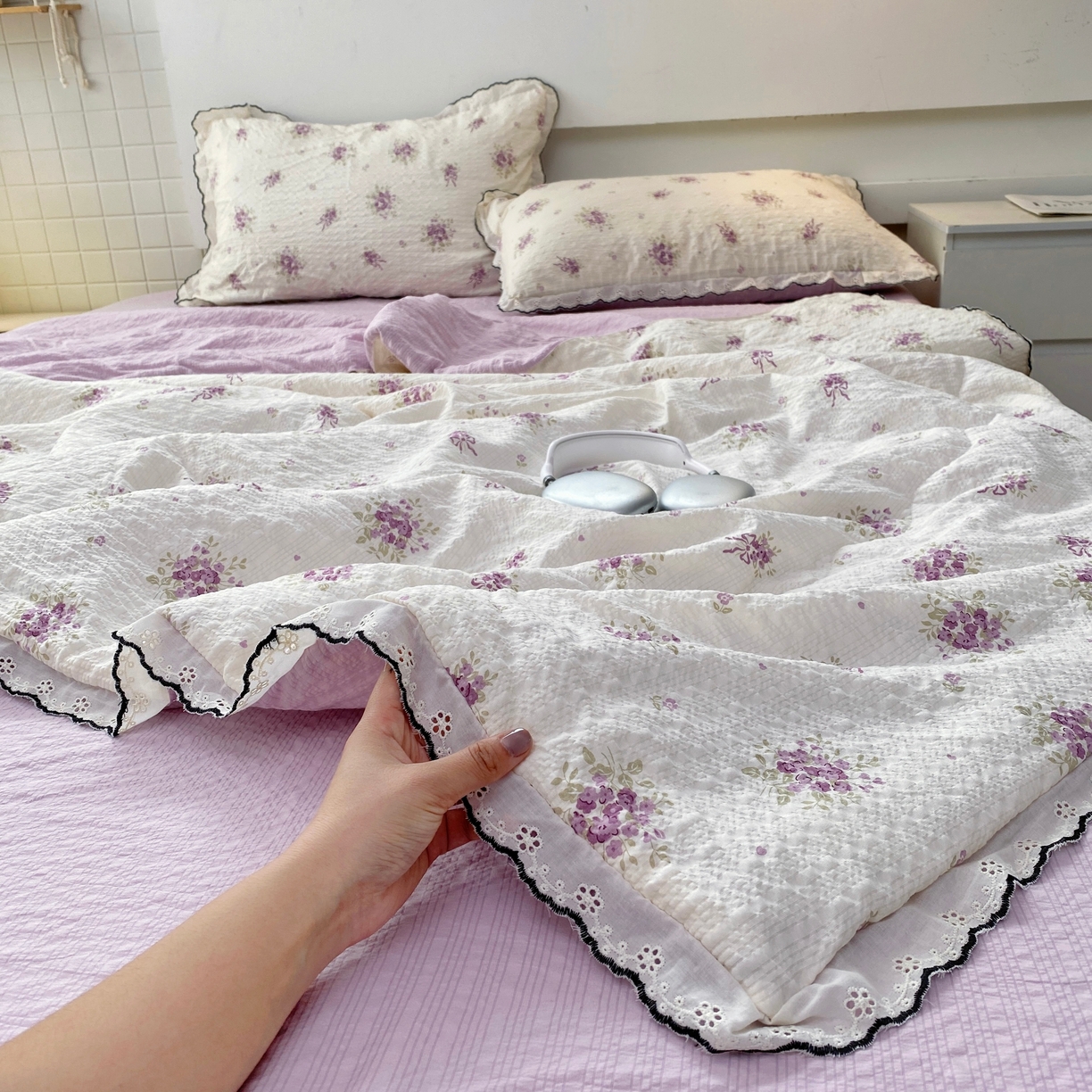 恋尚羽家纺 2026新款韩版夏凉被空调被夏凉被四件套 手捧花