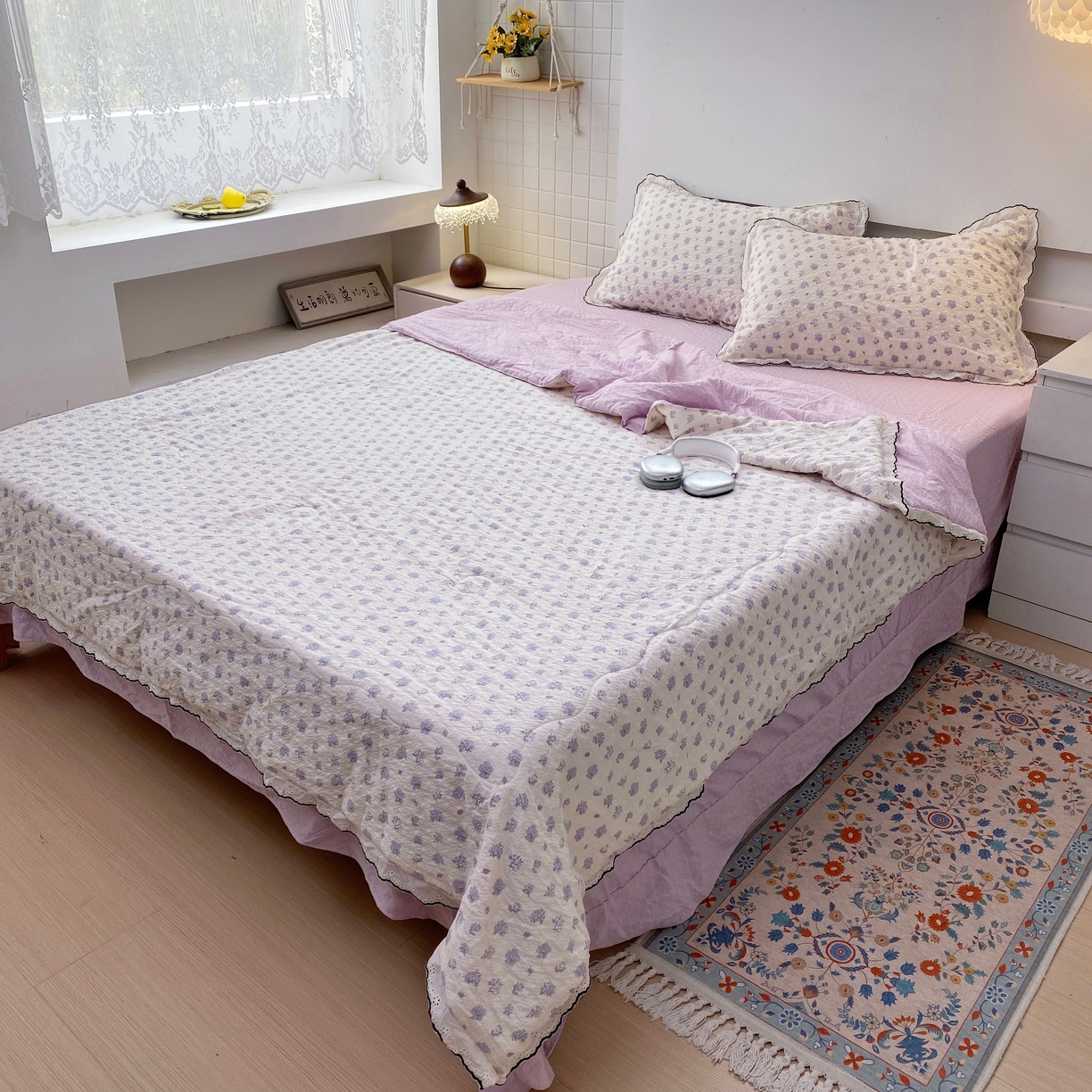 91家纺网 家纺一手货源 找家纺 恋尚羽家纺 2026新款韩版夏凉被空调被夏凉被四件套 绅士狗