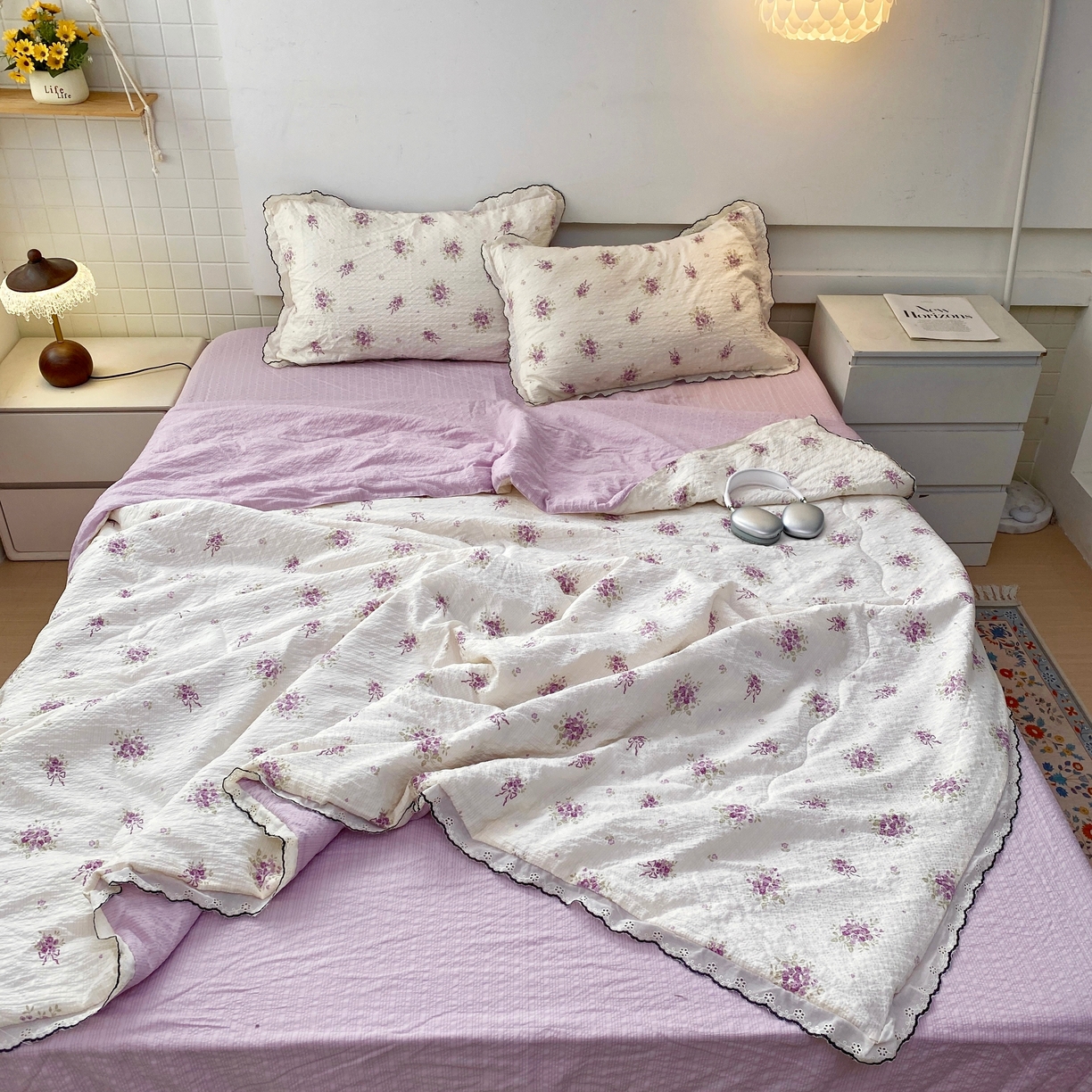 91家纺网 家纺一手货源 找家纺 恋尚羽家纺 2026新款韩版夏凉被空调被夏凉被四件套 手捧花