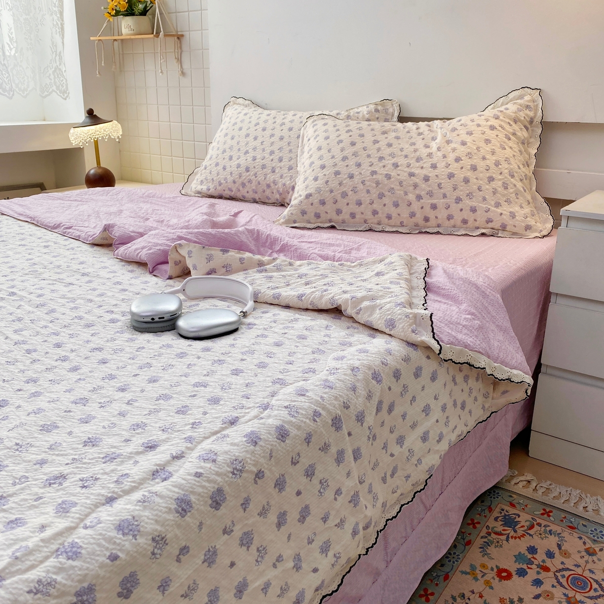 91家纺网 家纺一手货源 找家纺 恋尚羽家纺 2026新款韩版夏凉被空调被夏凉被四件套 绅士狗