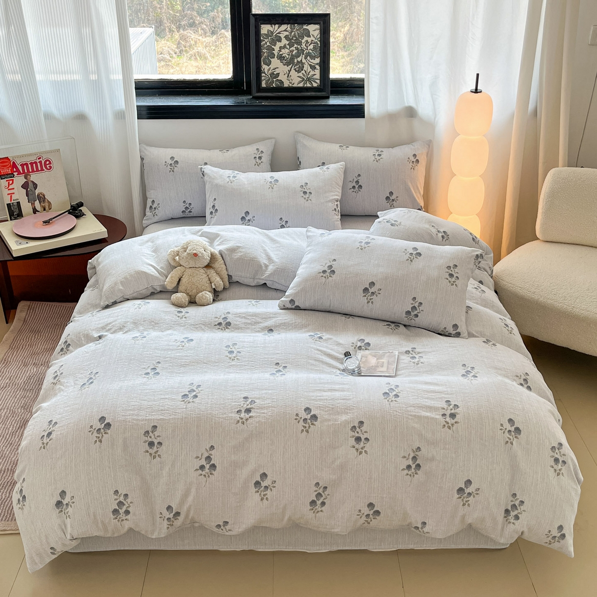 91家纺网 家纺一手货源 找家纺 蓝极人 2026新款色织水洗麻印花四件套 可可兰