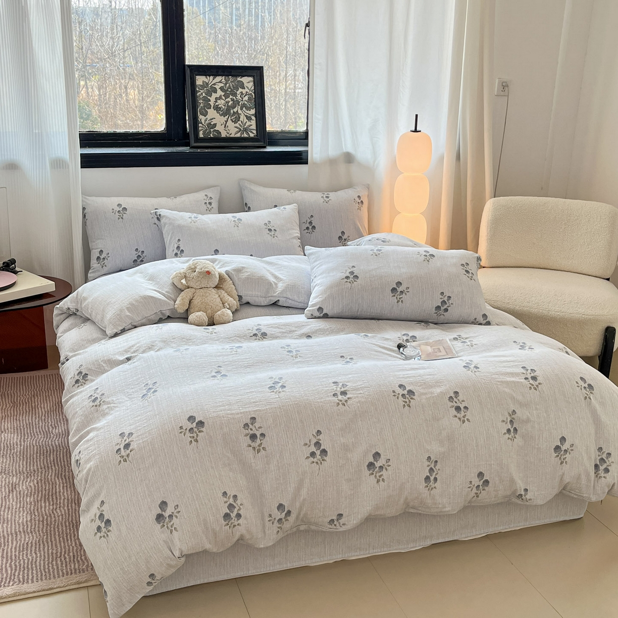 91家纺网 家纺一手货源 找家纺 蓝极人 2026新款色织水洗麻印花四件套 可可兰